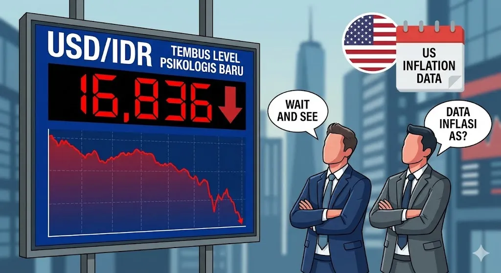 Tembus Level Psikologis Baru: Rupiah Melemah ke Rp16.836 per Dolar, Pasar Pilih 'Wait and See' Jelang Data Inflasi AS
