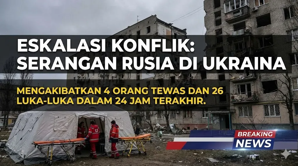 Eskalasi Konflik: Serangan Rusia di Ukraina Mengakibatkan 4 Orang Tewas dan 26 Luka-luka dalam 24 Jam Terakhir