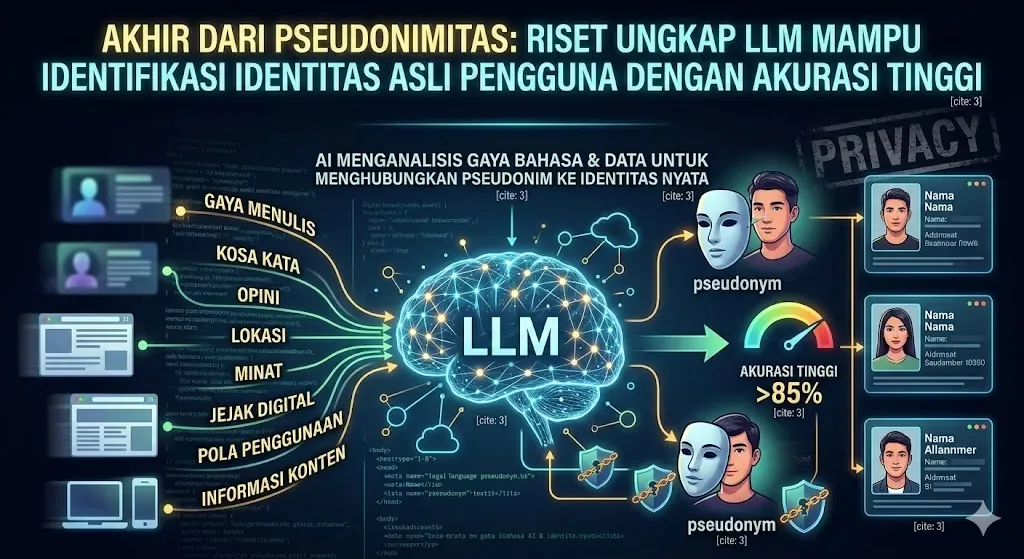 Akhir dari Pseudonimitas: Riset Ungkap LLM Mampu Identifikasi Identitas Asli Pengguna dengan Akurasi Tinggi