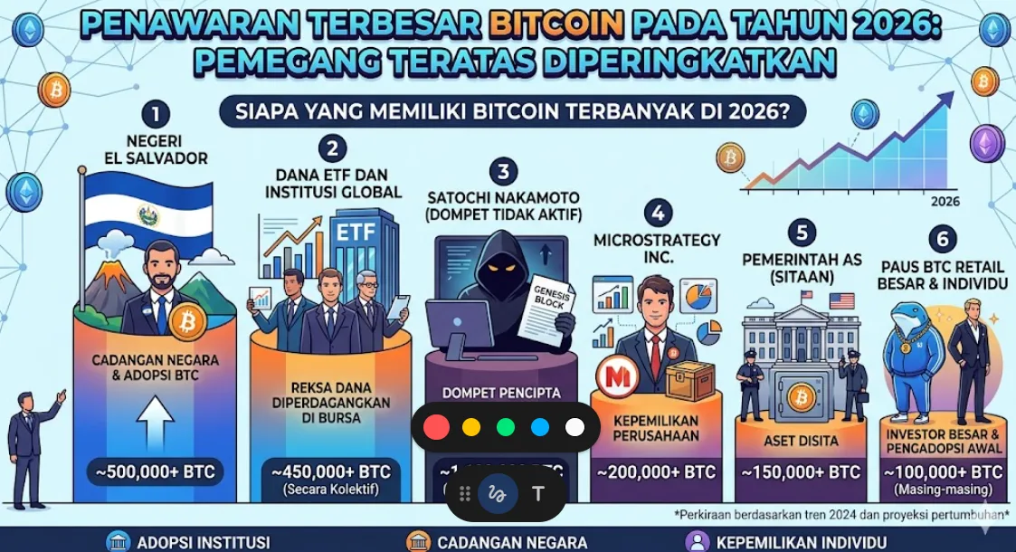 Siapa Pemilik Bitcoin Terbanyak di 2026? Peringkat Holder BTC Terbesar