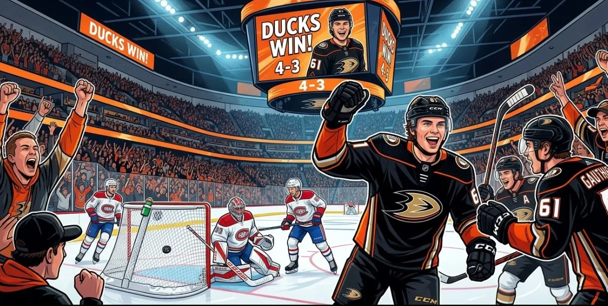 Bintang Muda Bersinar: Gol Telat Cutter Gauthier Bawa Anaheim Ducks Menang Tipis 4-3 Atas Montreal Canadiens